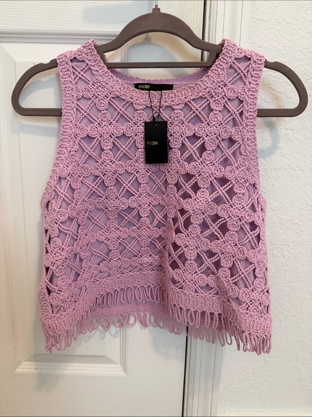 Maje Lavender Crochet Crop Top